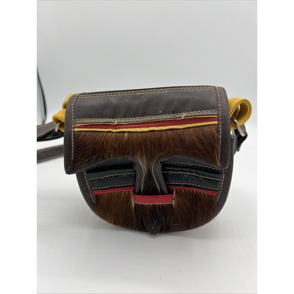 Vintage Handcrafted Colombian Carriel Cowhide & Leather Crossbody Bag - As Is
